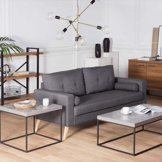 Industrial Glam Concrete Coffee Table Black Metal Legs 100 x 60