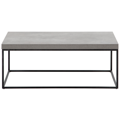 Industrial Glam Concrete Coffee Table Black Metal Legs 100 x 60