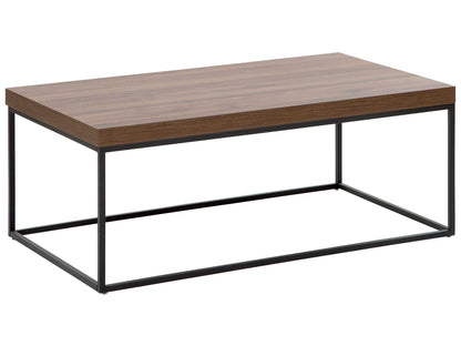 Industrial Glam Coffee Table 100 x 60cm Dark Brown Top Black Metal