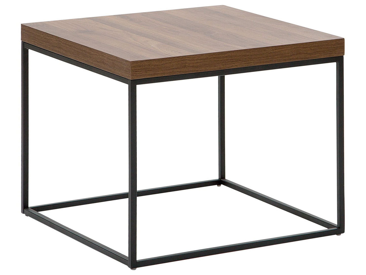 Side Table Dark Brown Top Black Legs 60 x 60 Industrial