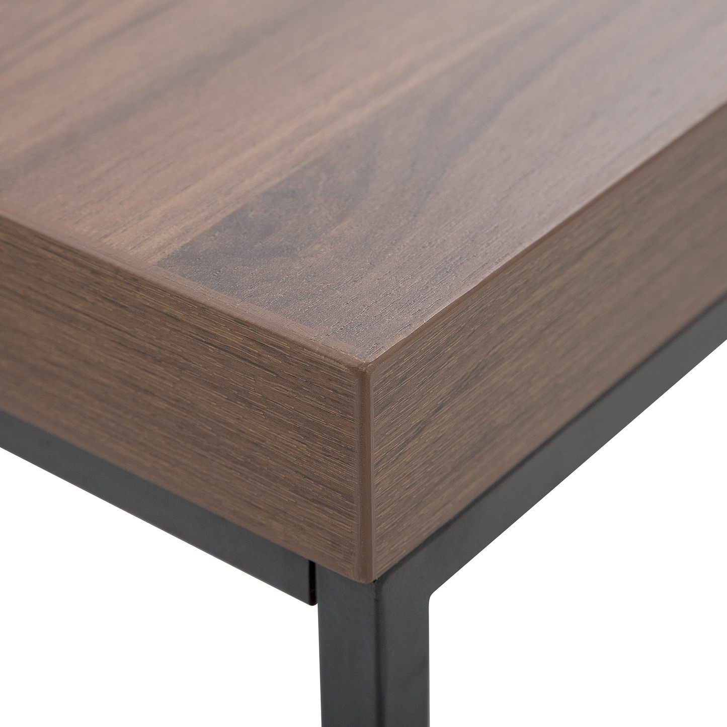 Side Table Dark Brown Top Black Legs 60 x 60 Industrial