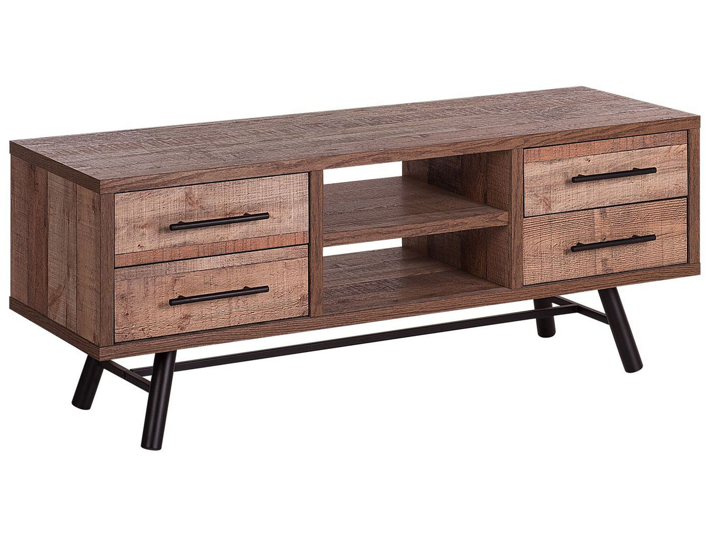 TV Stand for 57 Inch TV Light Brown 2 Shelves 4 Drawers