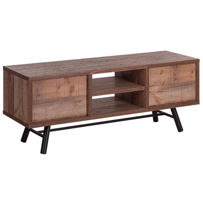 TV Stand for 57 Inch TV Light Brown 2 Shelves 4 Drawers