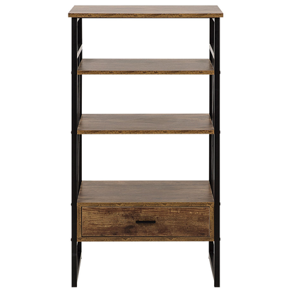 Console Table TV Stand Dark Brown Metal 3 Shelves 1 Drawer