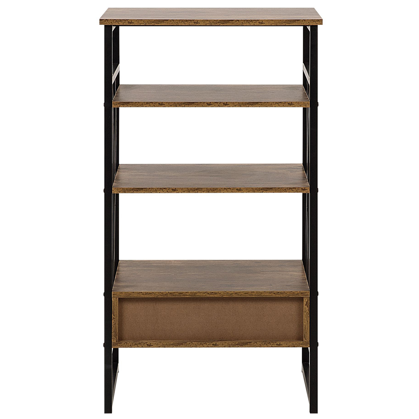 Console Table TV Stand Dark Brown Metal 3 Shelves 1 Drawer