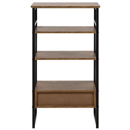 Console Table TV Stand Dark Brown Metal 3 Shelves 1 Drawer