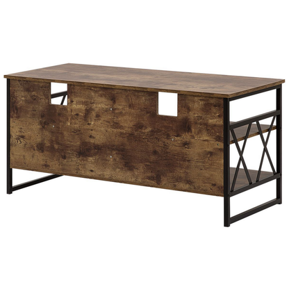TV Stand Cabinet Brown Metal And Particle Board 4 Shelves