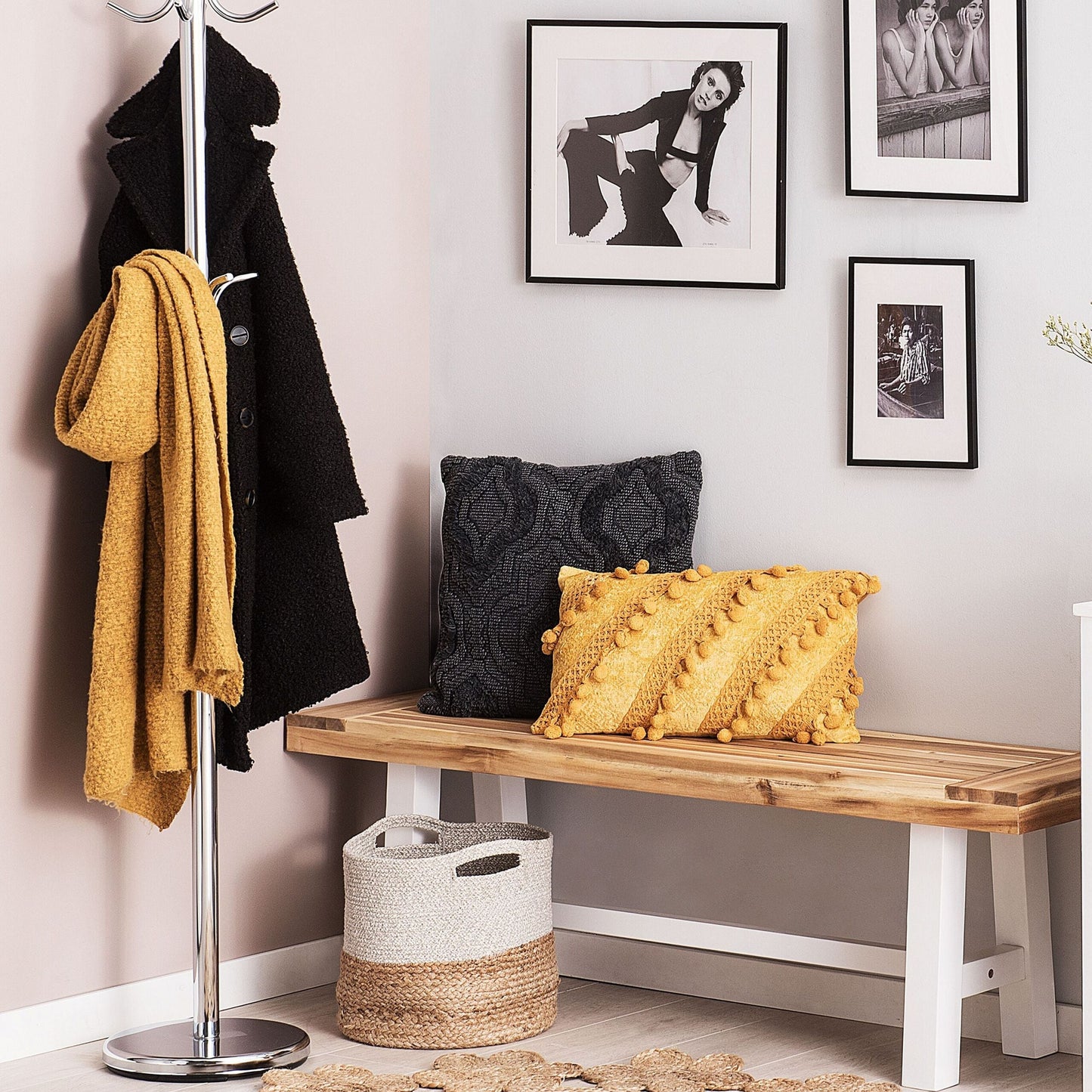 Industrial Coat Stand Silver Steel Freestanding Rack for Hallways and Entryways Modern