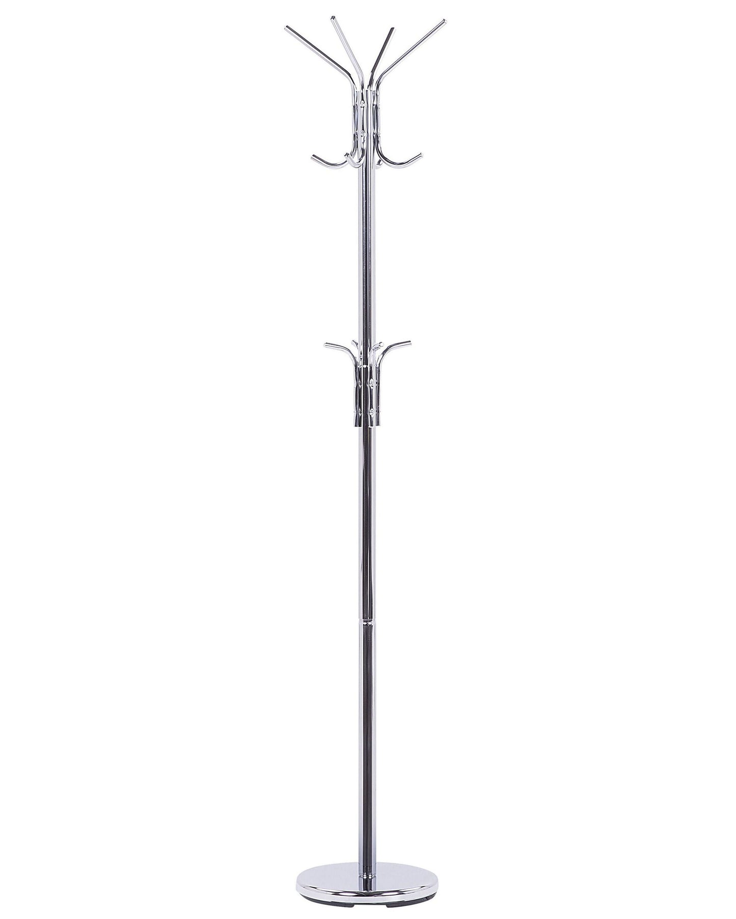 Industrial Coat Stand Silver Steel Freestanding Rack for Hallways and Entryways Modern