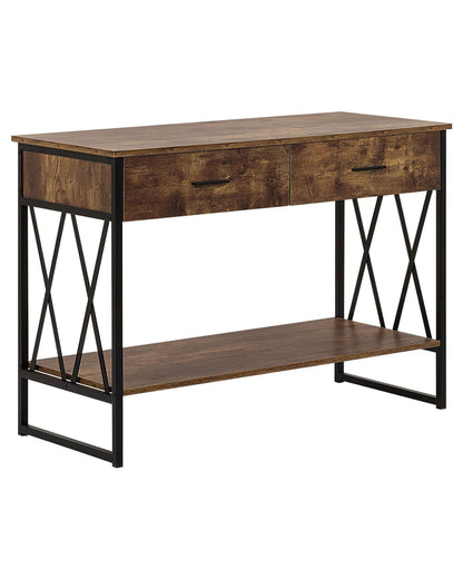 Console Table 2-Drawer 107 x 46 Dark Brown Top Black Frame