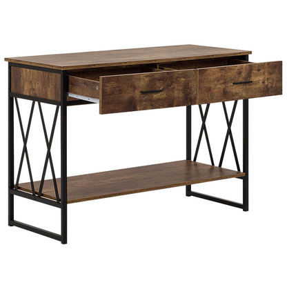Console Table 2-Drawer 107 x 46 Dark Brown Top Black Frame
