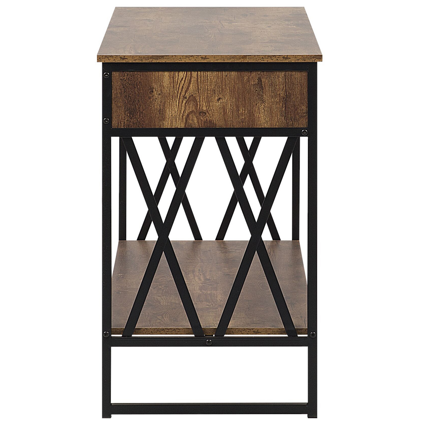 Console Table 2-Drawer 107 x 46 Dark Brown Top Black Frame