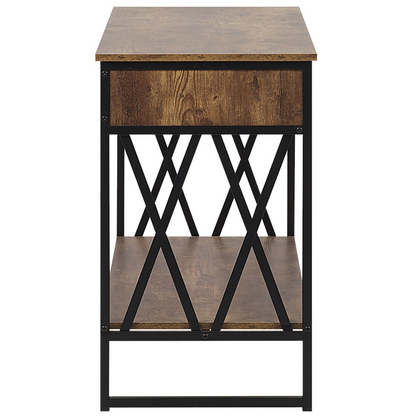Console Table 2-Drawer 107 x 46 Dark Brown Top Black Frame