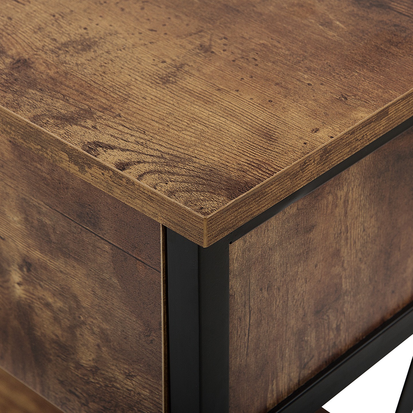 Console Table 2-Drawer 107 x 46 Dark Brown Top Black Frame