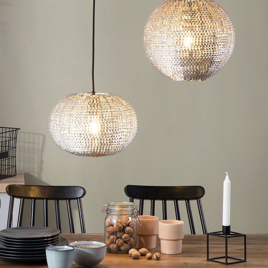 Silver Globe Pendant Light With Scale Shade