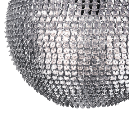 Silver Globe Pendant Light With Scale Shade