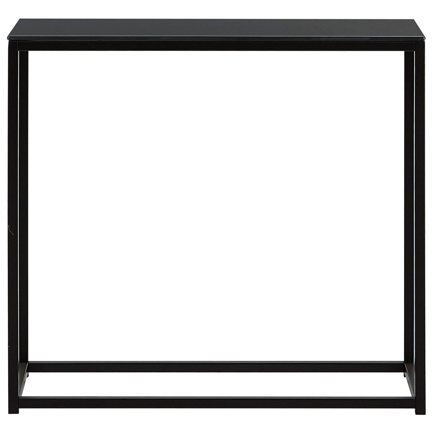 Modern Console Table Black Tempered Glass Top With Open Frame Metal Base 80 x 30cm
