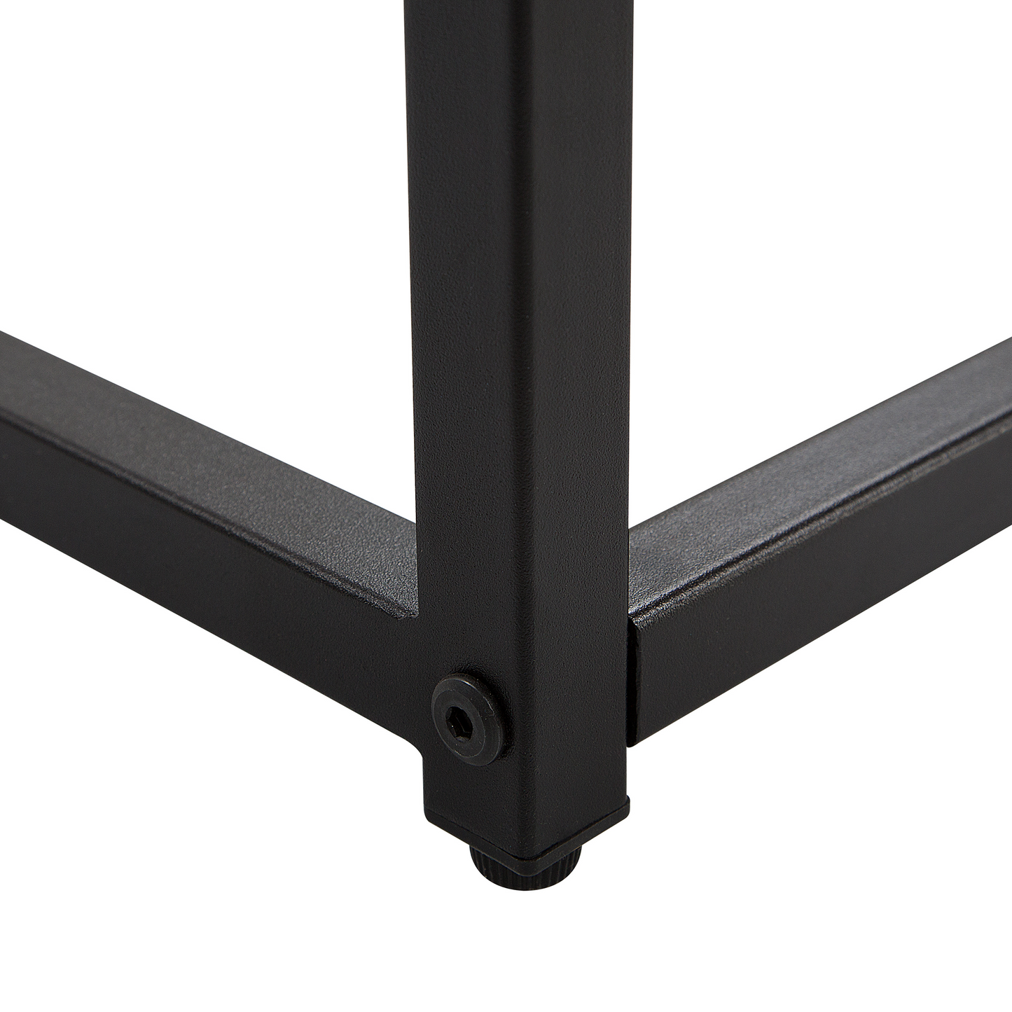 Modern Console Table Black Tempered Glass Top With Open Frame Metal Base 80 x 30cm