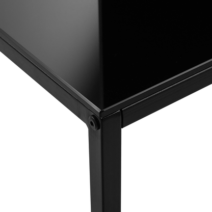 Modern Console Table Black Tempered Glass Top With Open Frame Metal Base 80 x 30cm