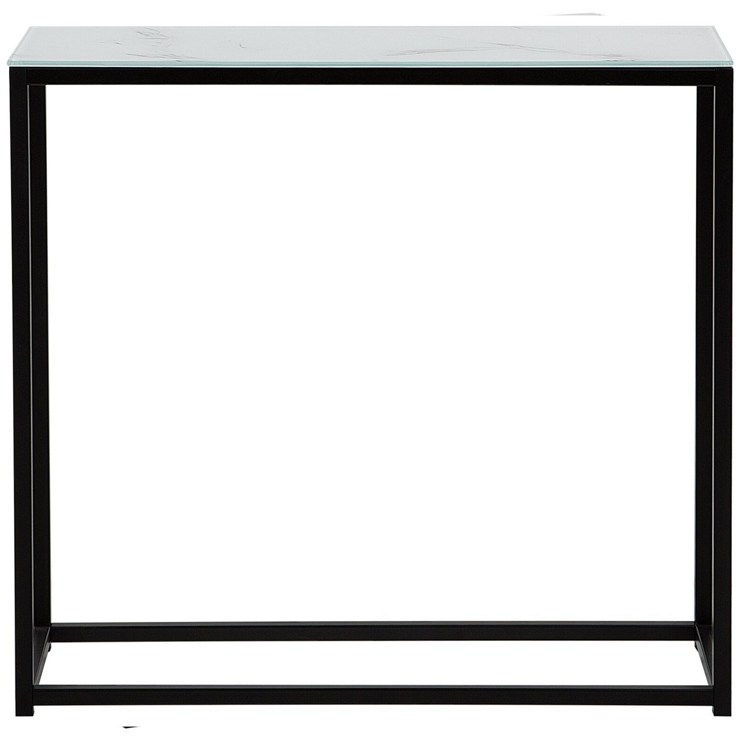 Modern Console Table White Marble Top Black Metal Base 80 x 30cm