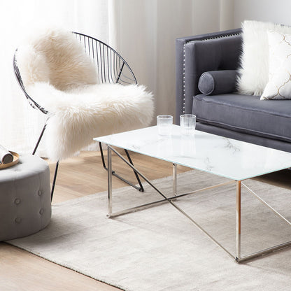 Minimalist Rectangular Coffee Table Marble Top 100 x 50cm