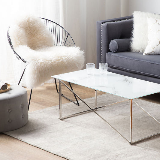 Minimalist Rectangular Coffee Table Marble Top 100 x 50cm