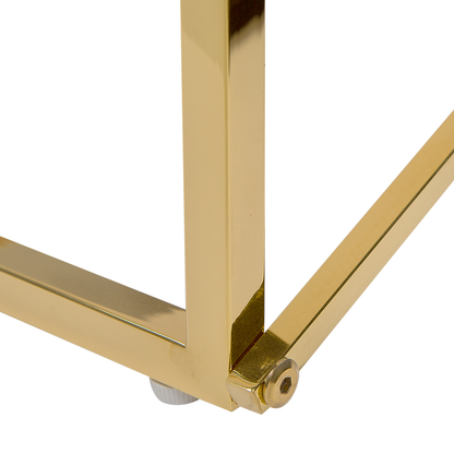 Rectangular White Marble Effect Coffee Table Gold Legs 100 x 50cm