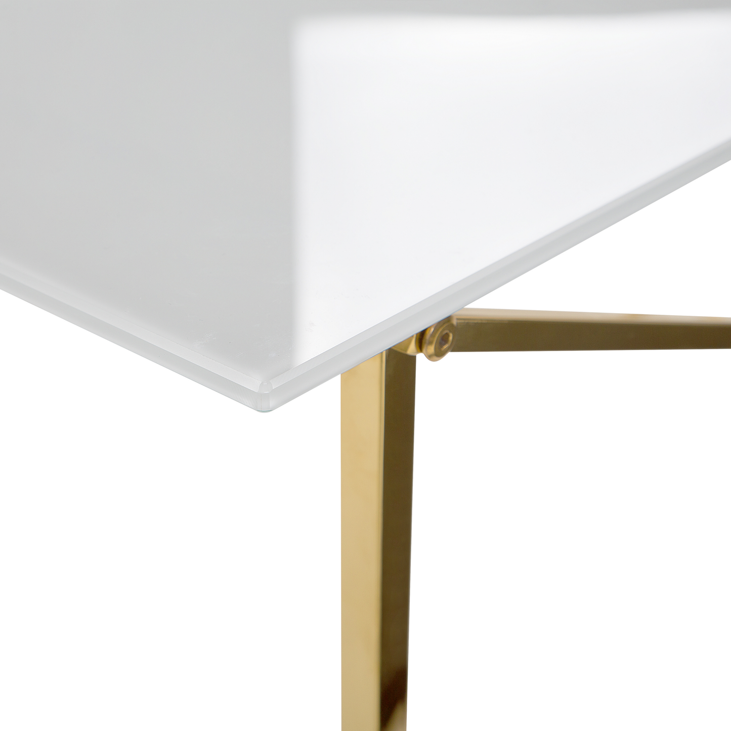 Minimalist Rectangular Coffee Table 100 x 50cm White Top Gold Legs Tempered Glass