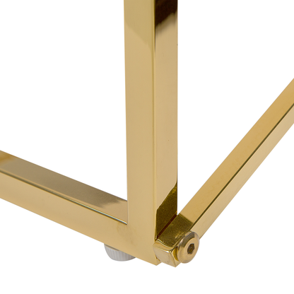 Minimalist Rectangular Coffee Table 100 x 50cm White Top Gold Legs Tempered Glass