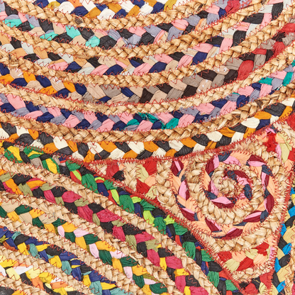 Home Modern Hippie Round Area Rug 140cm Multicoloured Braided Cotton For Bedroom And Living Room