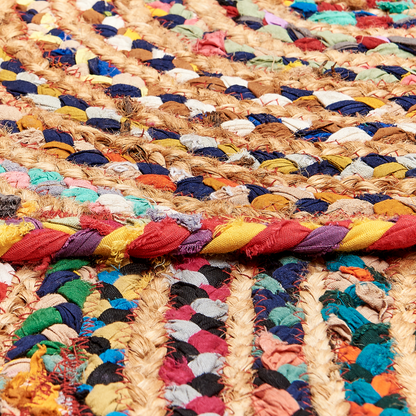 Home Modern Hippie Round Area Rug 140cm Multicoloured Braided Cotton For Bedroom And Living Room