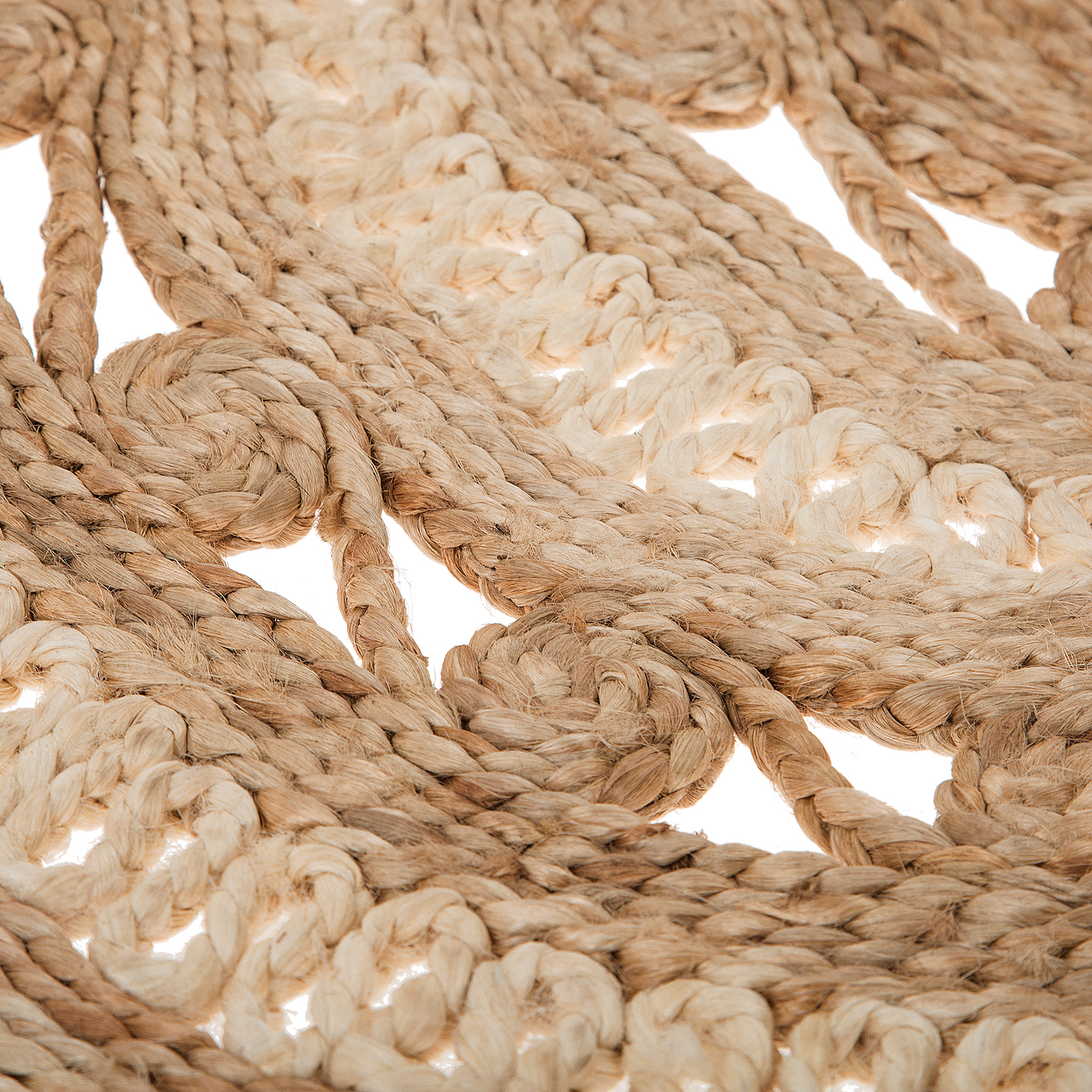 Area Rug 140cm Beige Black Braided Plaited Boho Rustic