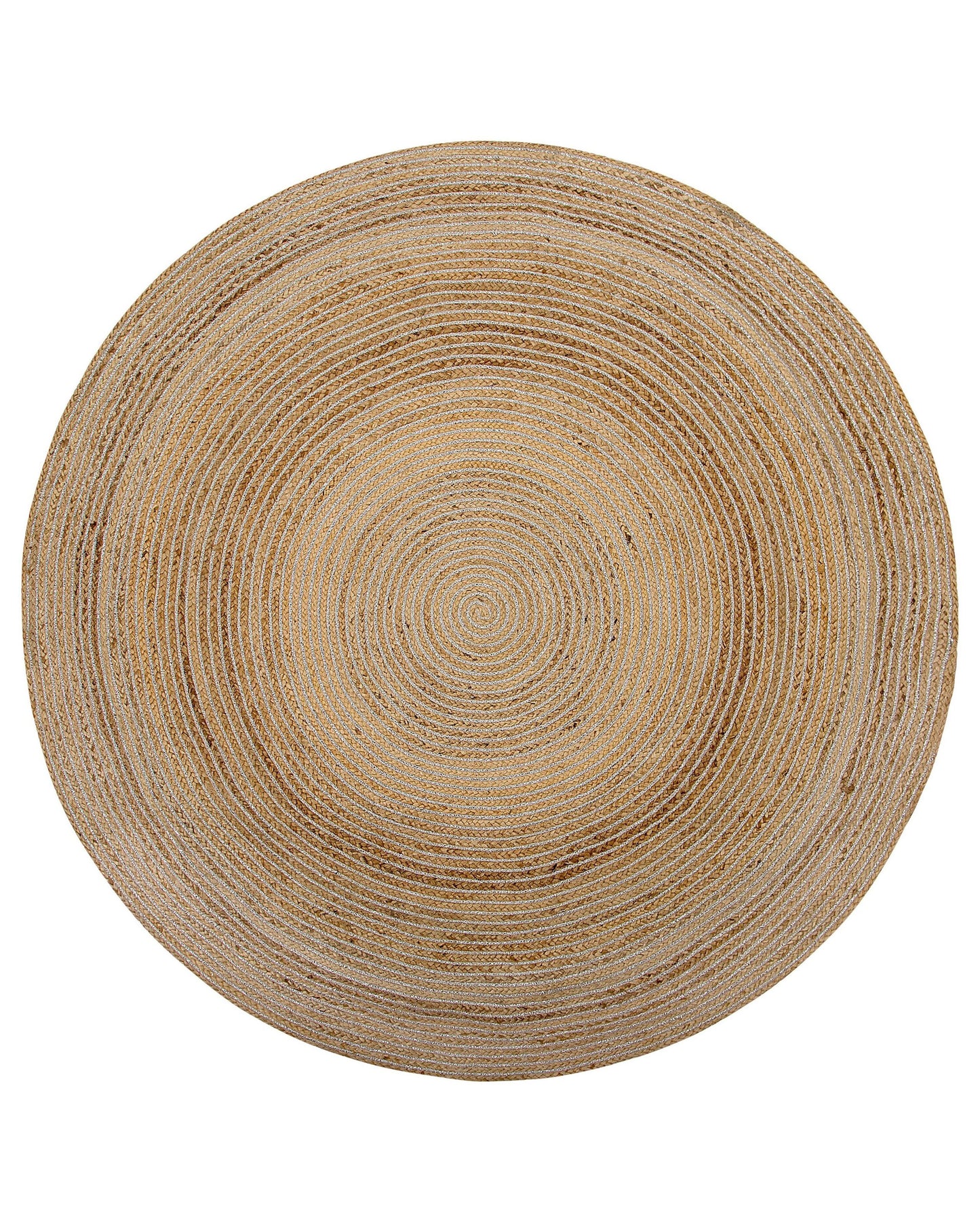 Beige Round Area Rug 140cm Boho Rustic Spiral Braided Jute Eco Friendly