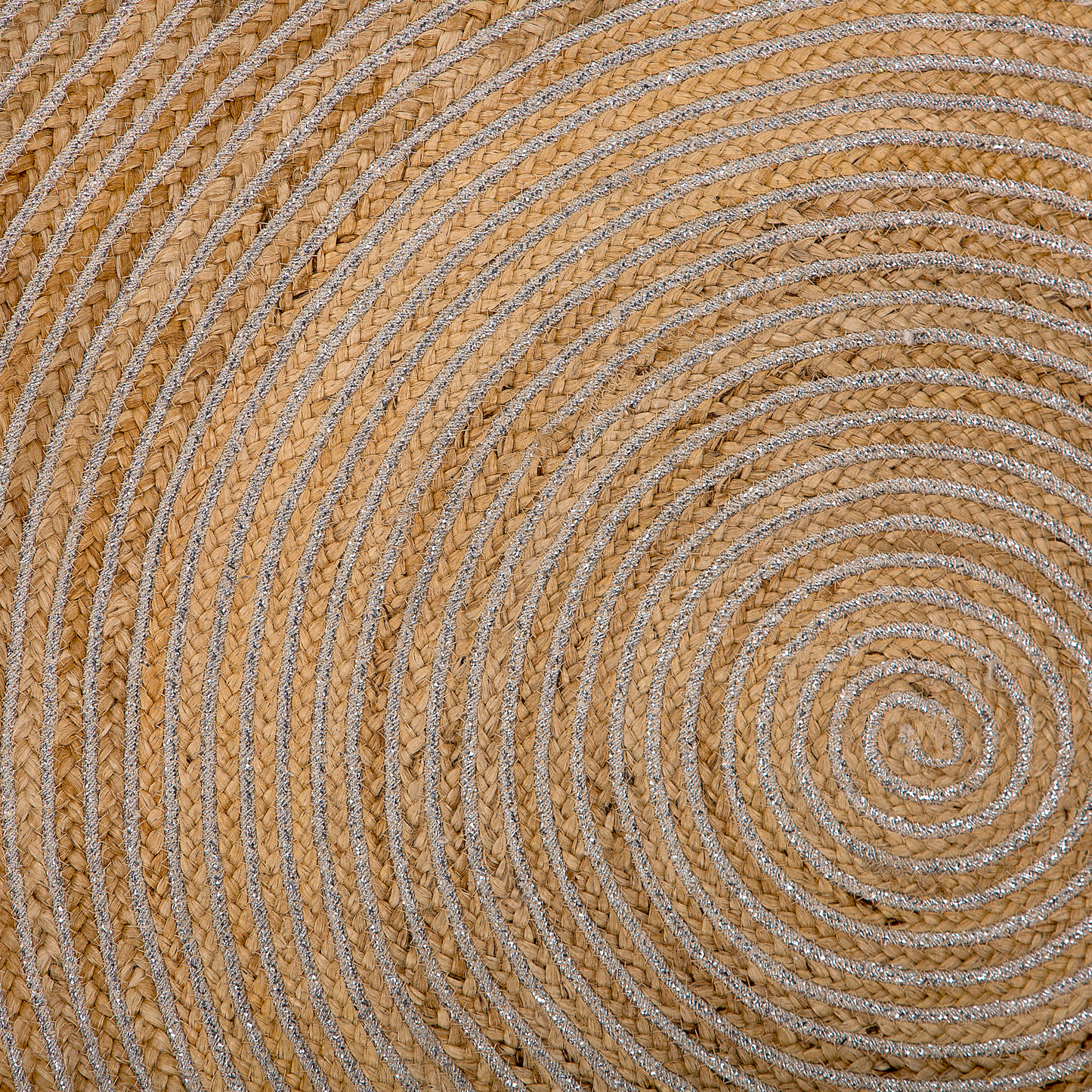 Beige Round Area Rug 140cm Boho Rustic Spiral Braided Jute Eco Friendly