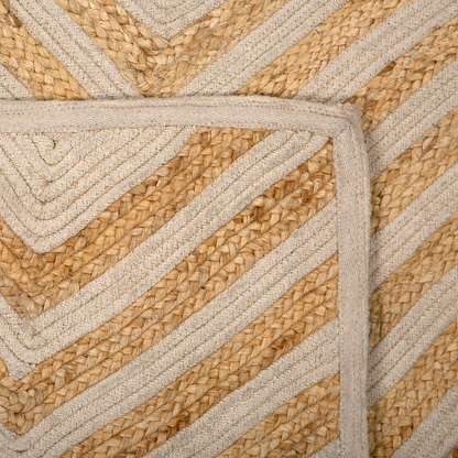 Area Rug Cotton Jute Blend Geometric Beige 80 x 150cm