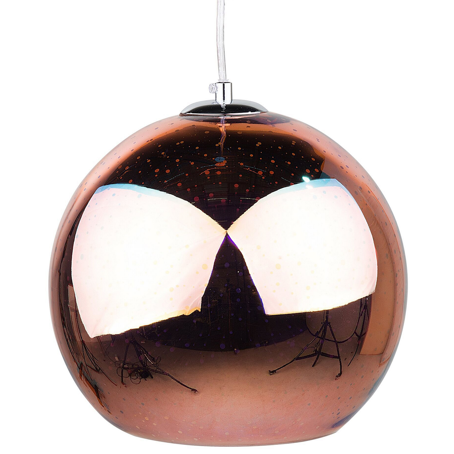 Pendant Ceiling Lamp Copper Glass Globe With Starburst Glow