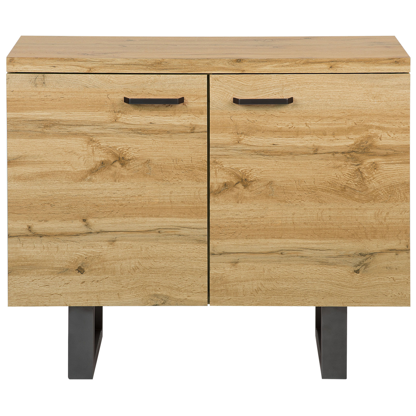 Home Sideboard 2 Door Light Brown Sled Base Aluminium Handles