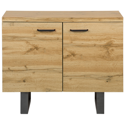 Home Sideboard 2 Door Light Brown Sled Base Aluminium Handles