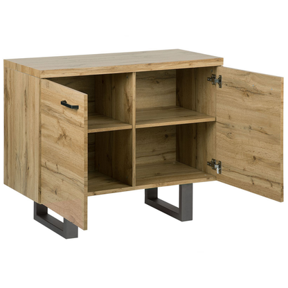 Home Sideboard 2 Door Light Brown Sled Base Aluminium Handles