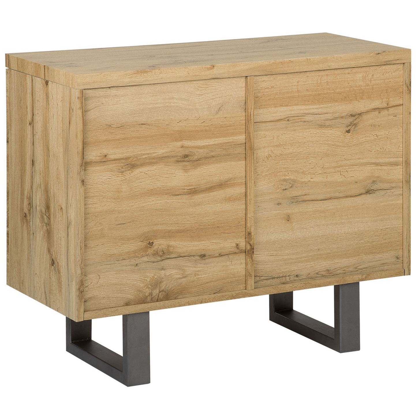 Home Sideboard 2 Door Light Brown Sled Base Aluminium Handles