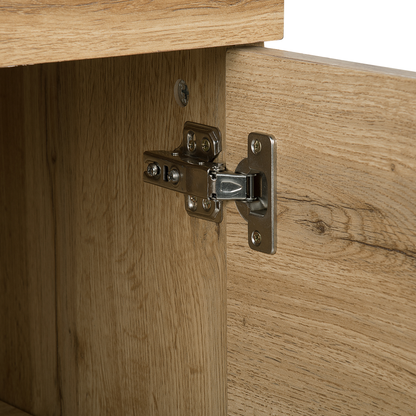 Home Sideboard 2 Door Light Brown Sled Base Aluminium Handles