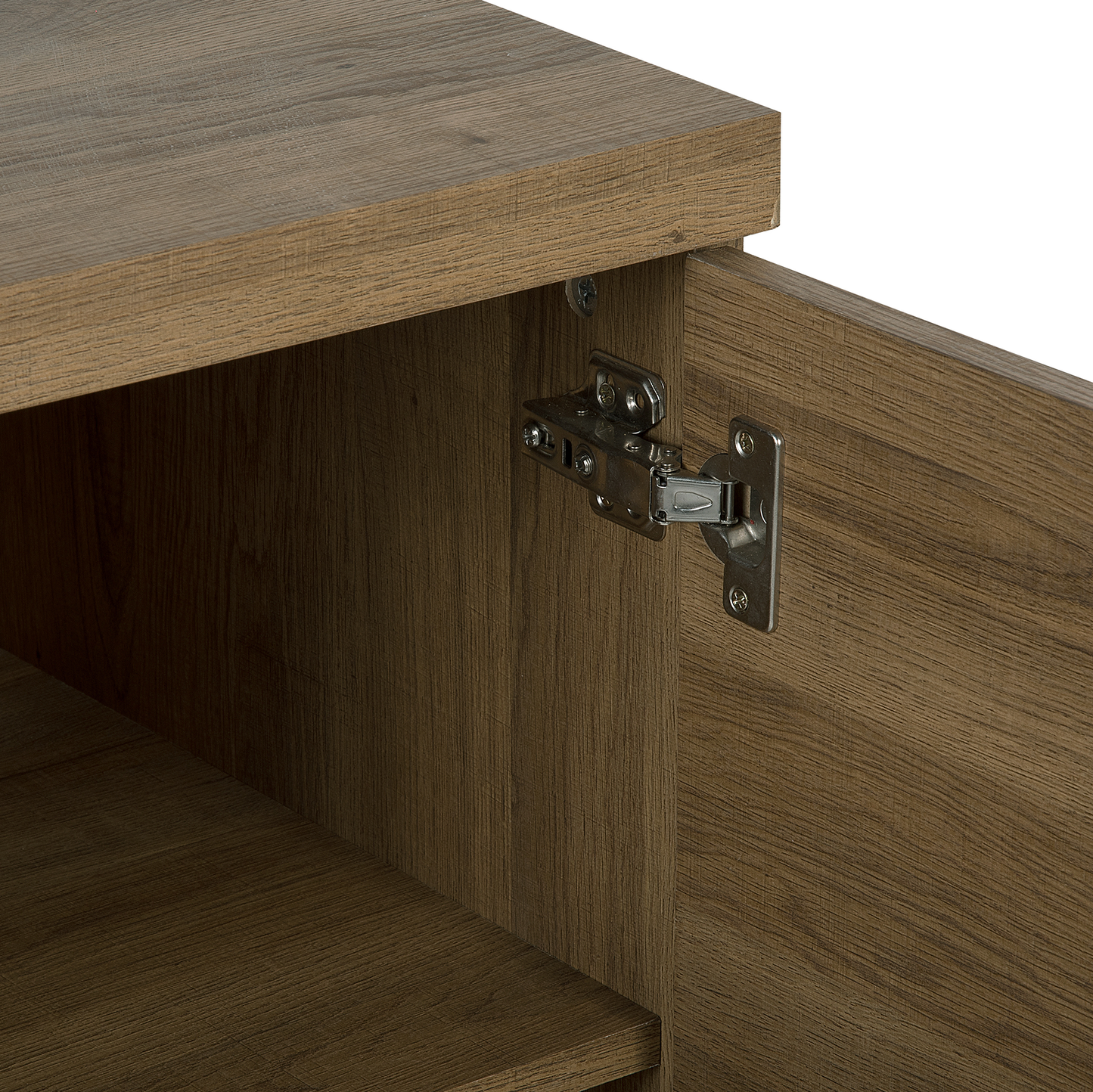 Sideboard 2 Door Dark Brown With Grey Metal Base Shelves