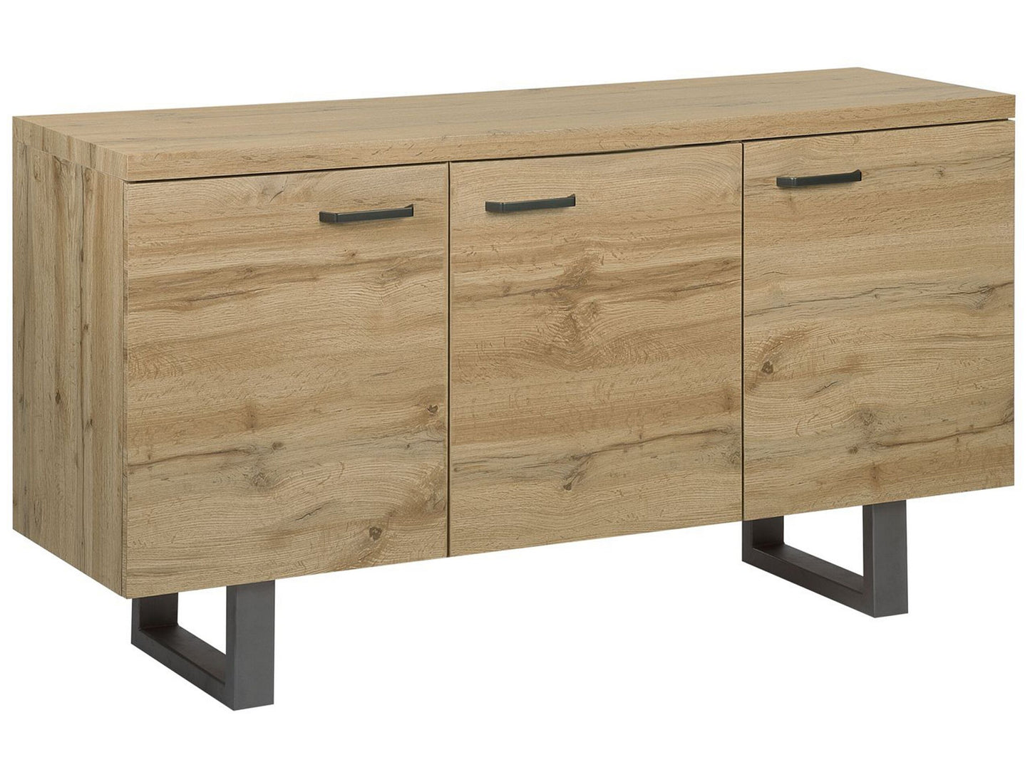 Industrial Sideboard 3 Door Light Brown Grey Sled Base
