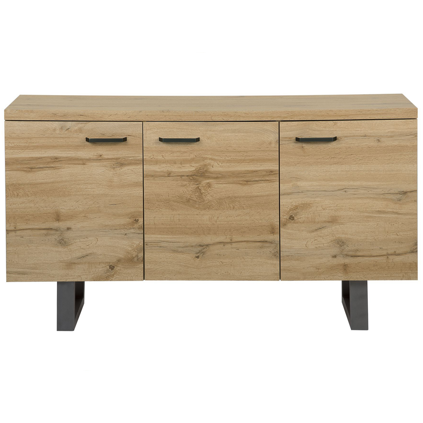 Industrial Sideboard 3 Door Light Brown Grey Sled Base