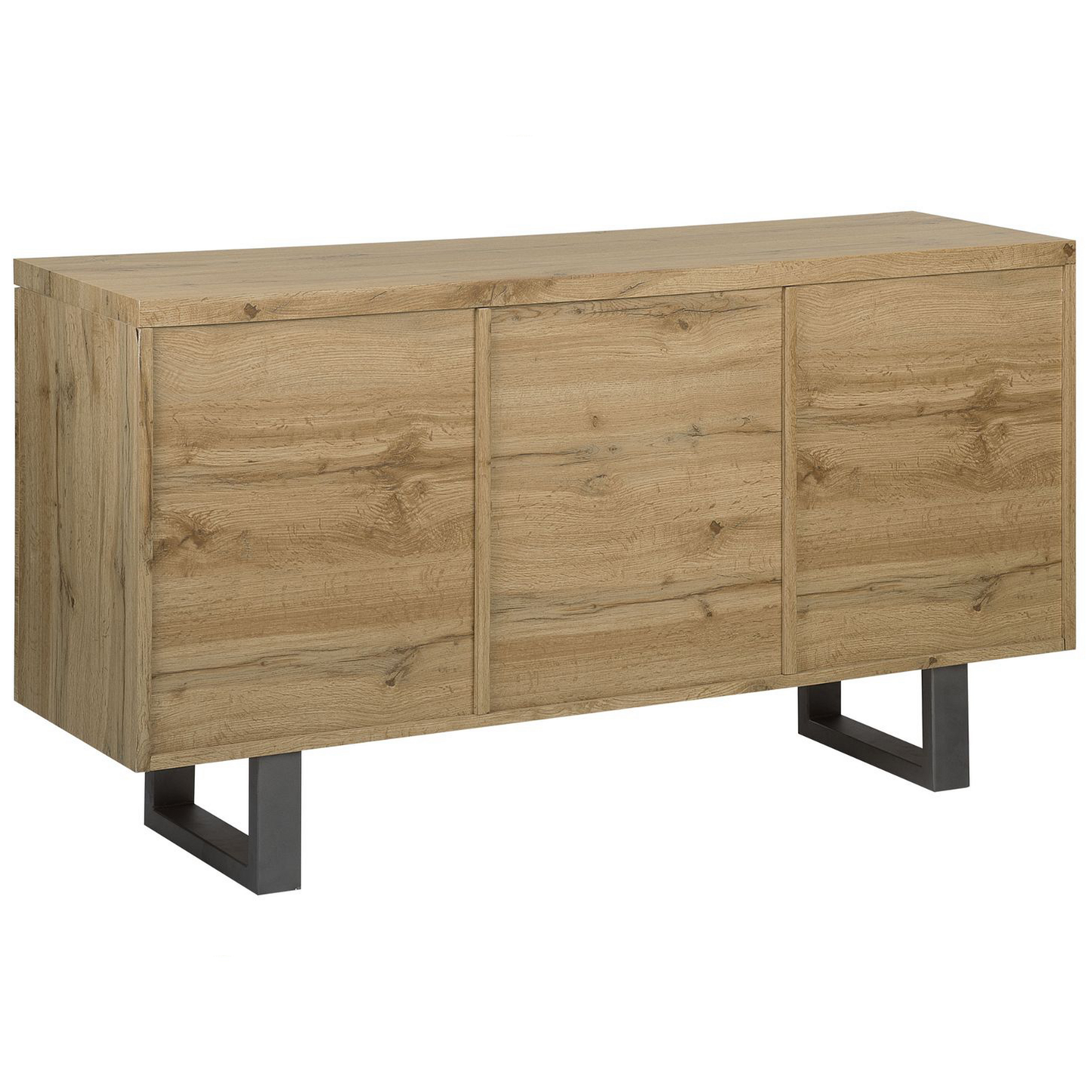 Industrial Sideboard 3 Door Light Brown Grey Sled Base