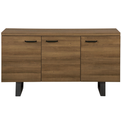 Nest and Nook Industrial Sideboard 3 Door Dark Brown with Grey Sled Metal Base and Aluminium Handles