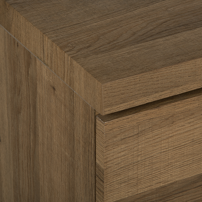 Nest and Nook Industrial Sideboard 3 Door Dark Brown with Grey Sled Metal Base and Aluminium Handles