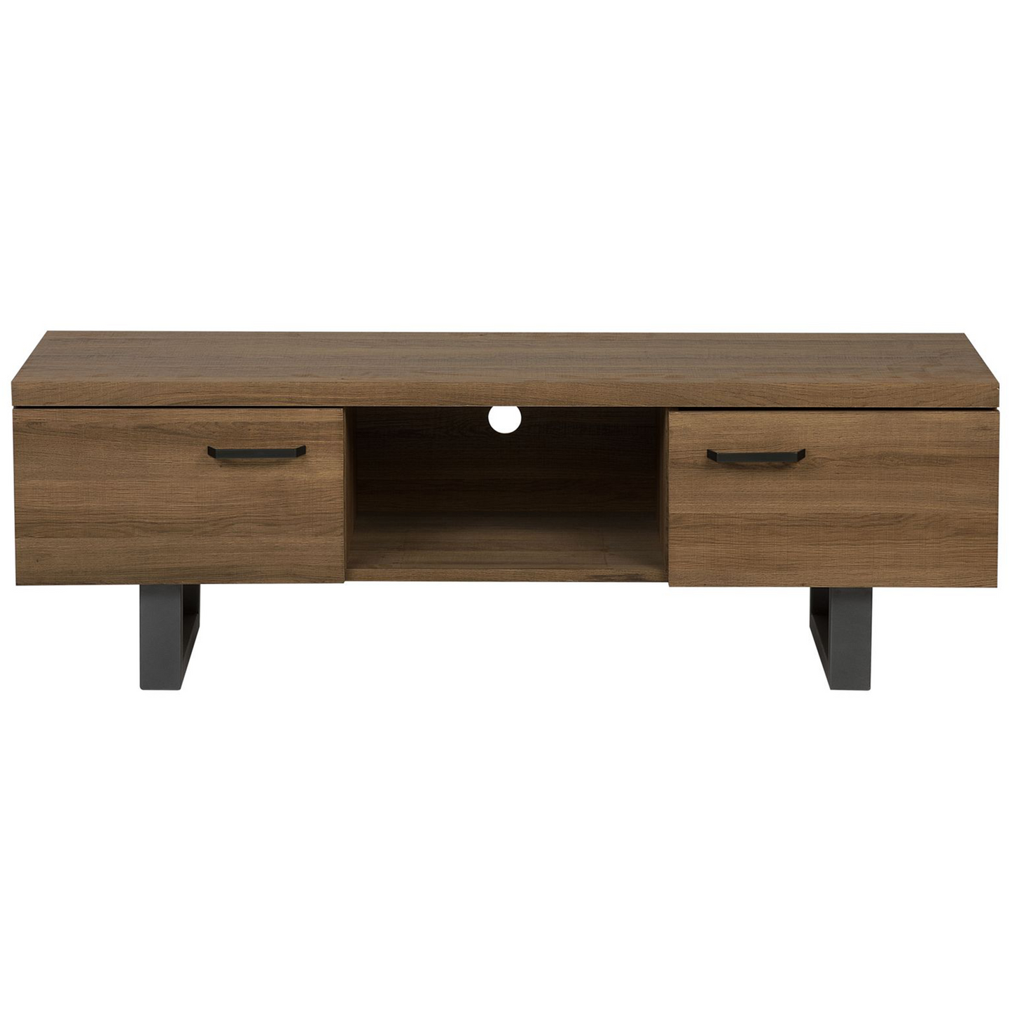 Your TV Stand Dark Brown With Grey Metal Base Cable Management