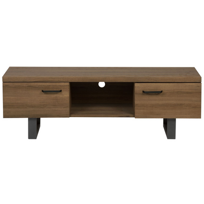 Your TV Stand Dark Brown With Grey Metal Base Cable Management