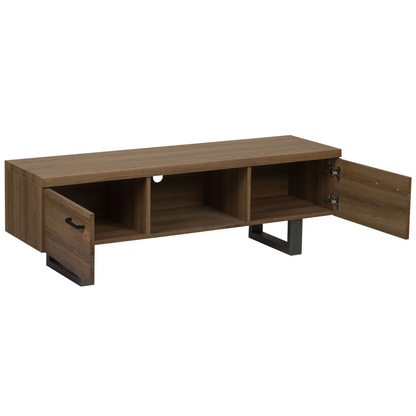 Your TV Stand Dark Brown With Grey Metal Base Cable Management